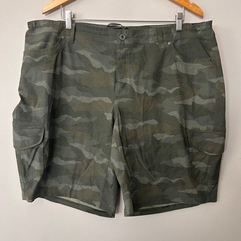 KUHL Shorts Freeflex Womens 22W Green Camo Cargo Hiking Outdoor Lightweight
